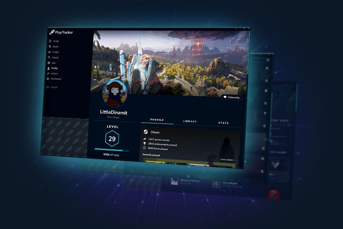 A visual of a PlayTracker page running as a desktop app